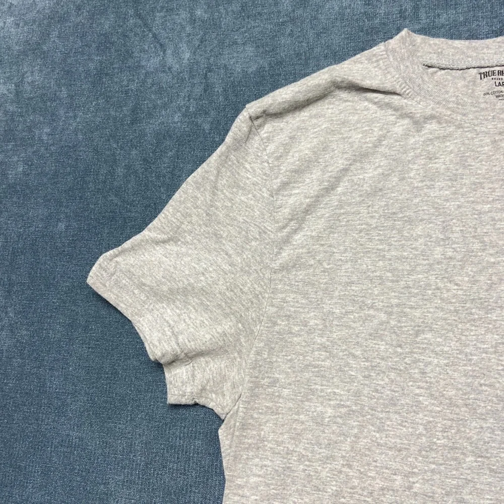 True Religion Brand Jeans T Shirt Men Large Heather Gray Cotton Crew Neck Summer